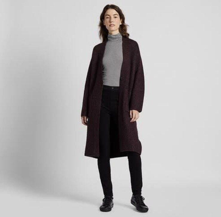 Uniqlo tweed knitted coat hotsell