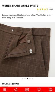 UNIQLO (XL) 2Way Stretch Smart Ankle Pant (Glen Check)