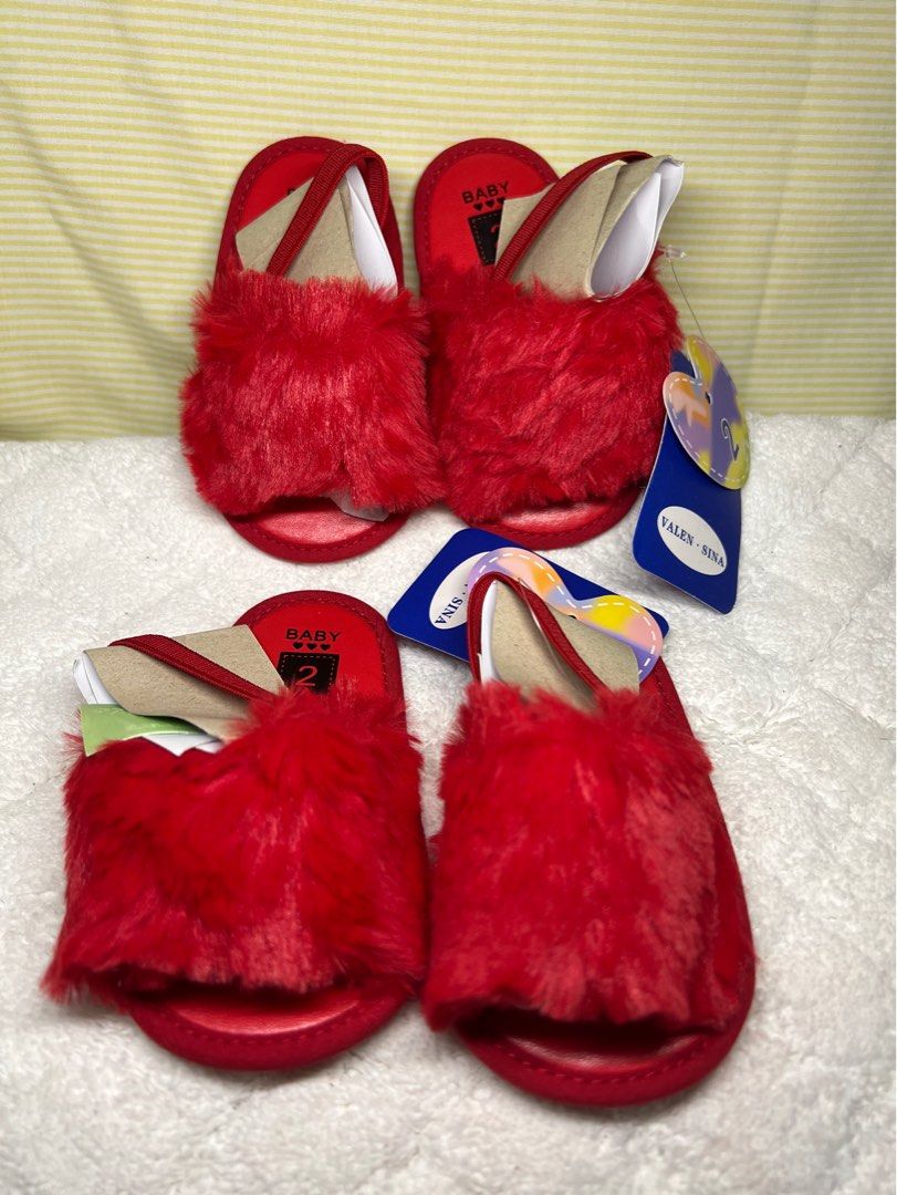 Red deals fur sandals