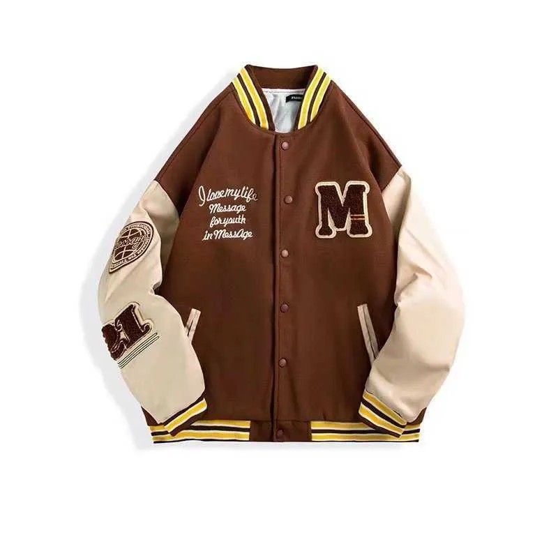 Varsity jacket Letter M / high quality varsity jacket / brown varsity
