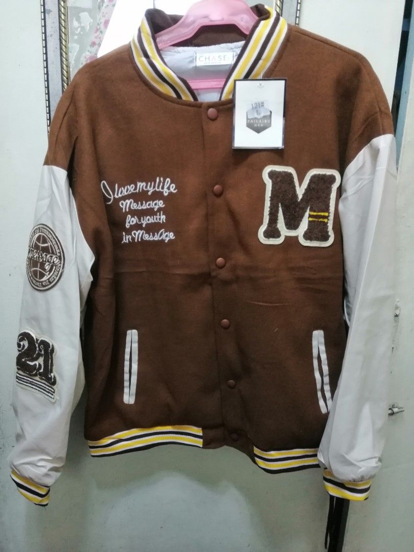 Varsity jacket Letter M / high quality varsity jacket / brown varsity