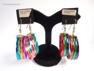 Vintage 1980s Aluminum Coloured Multi Hoop Earrings, Choose color, er2290-c