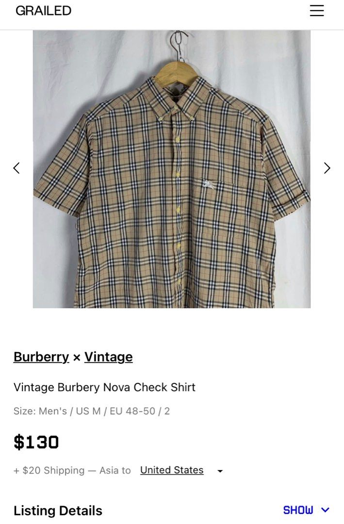 Burberry vintage shirt us sales