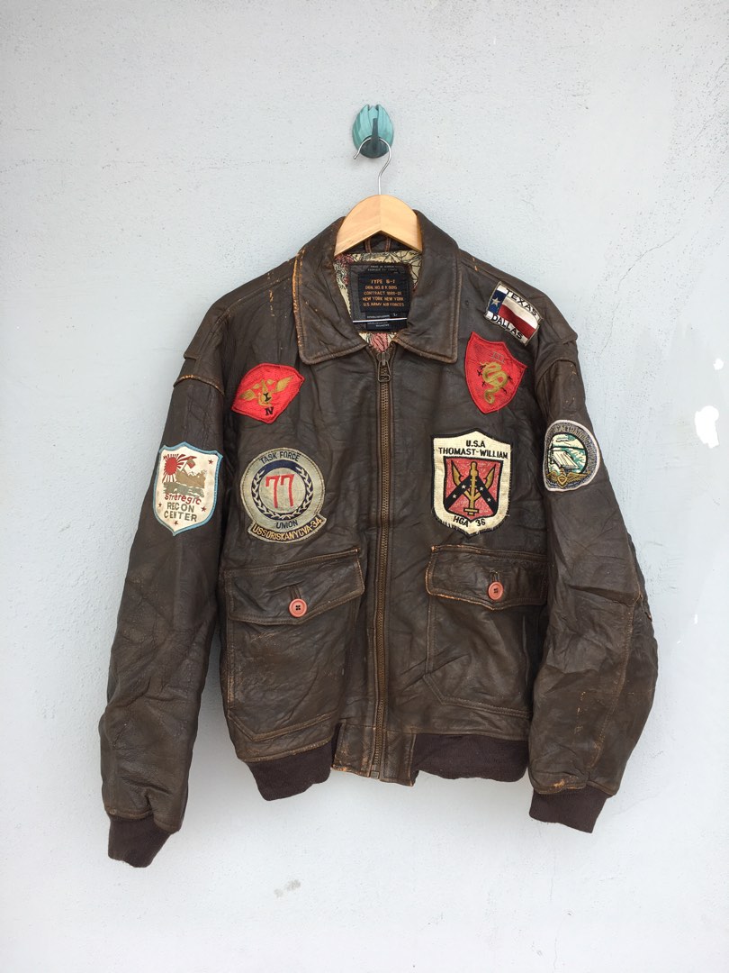 vintage G1 us army leather jacket size L, Men's Fashion, Coats