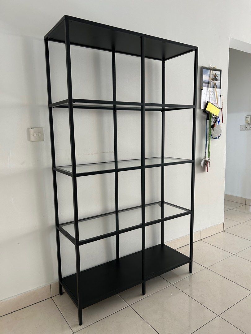 VITTSJO Shelving unit, blackbrown/glass, Furniture & Home Living, Furniture, Shelves,