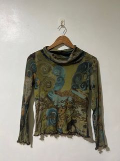 y2k abstract design mesh longsleeves | coachella | boho | retro |grunge | unisex