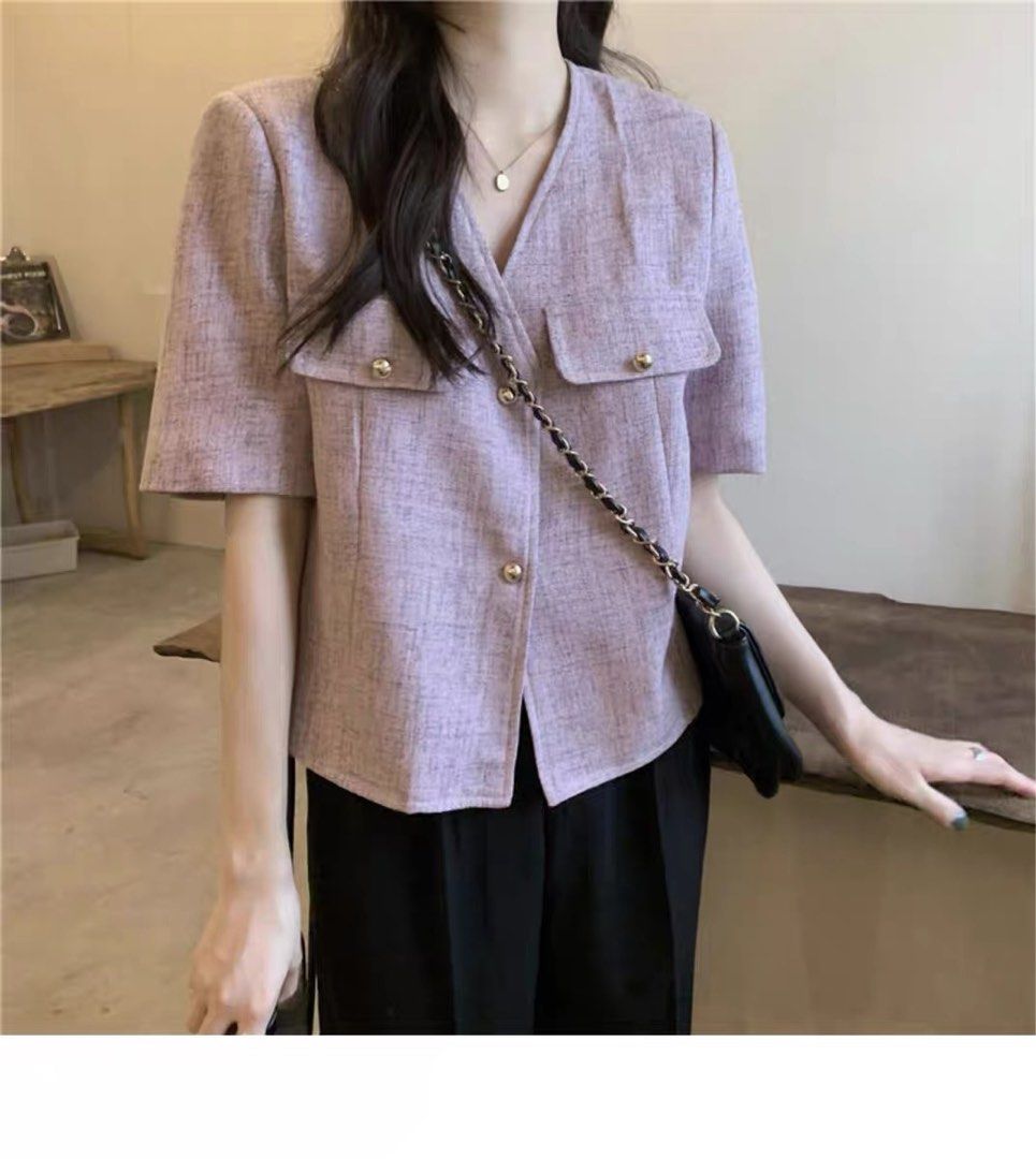Yam Color Short Coat Casual Wear Korean Style