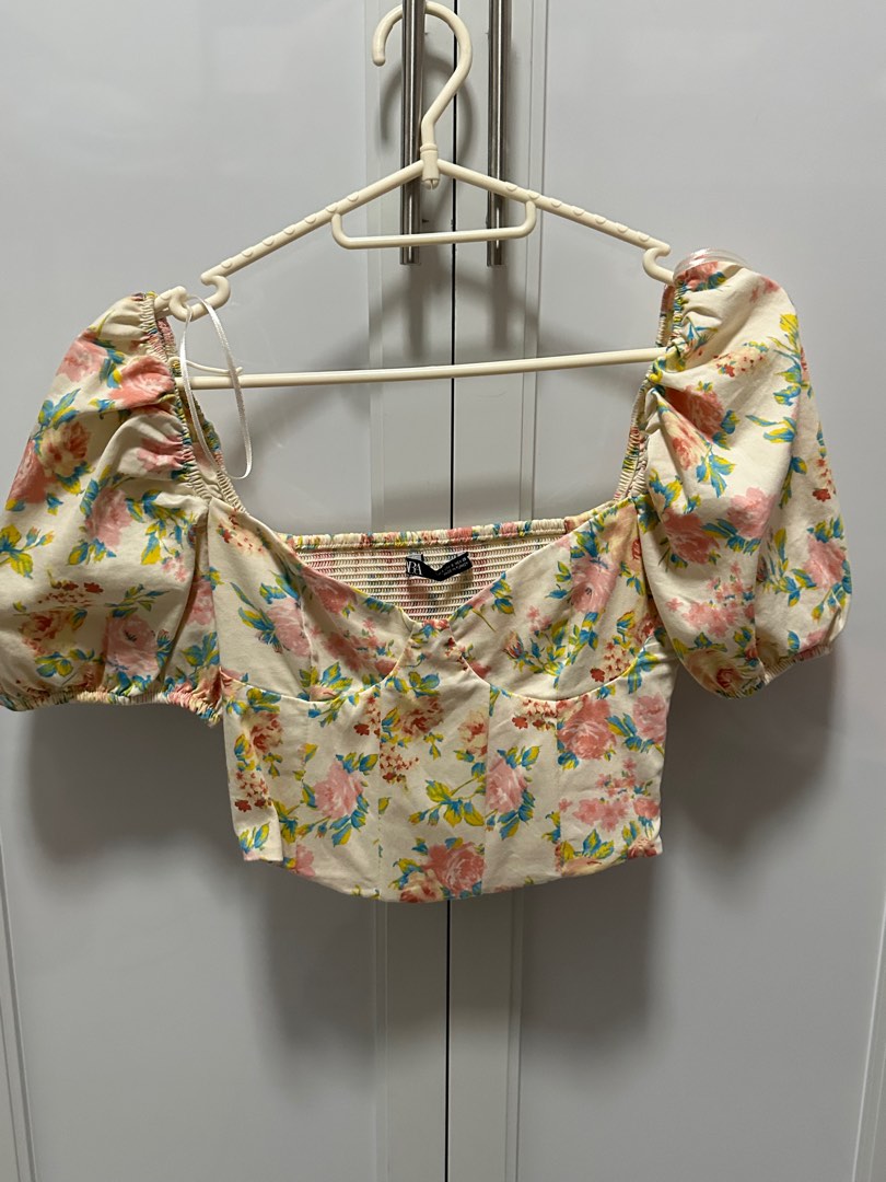 Zara Floral Corset Top, Women's Fashion, Tops, Blouses on Carousell