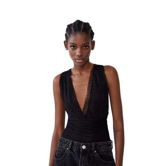 Zara v clearance neck bodysuit