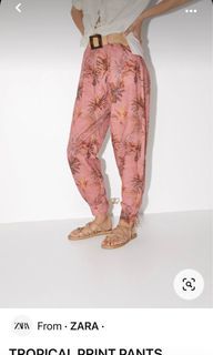Zara pink tropical print pants