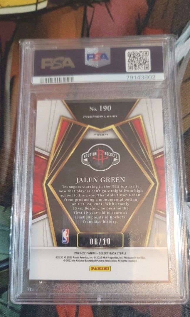 2021 NBA Select Jalen Green RC♤Gold Disco Prizm /10 PSA 9, 興趣及