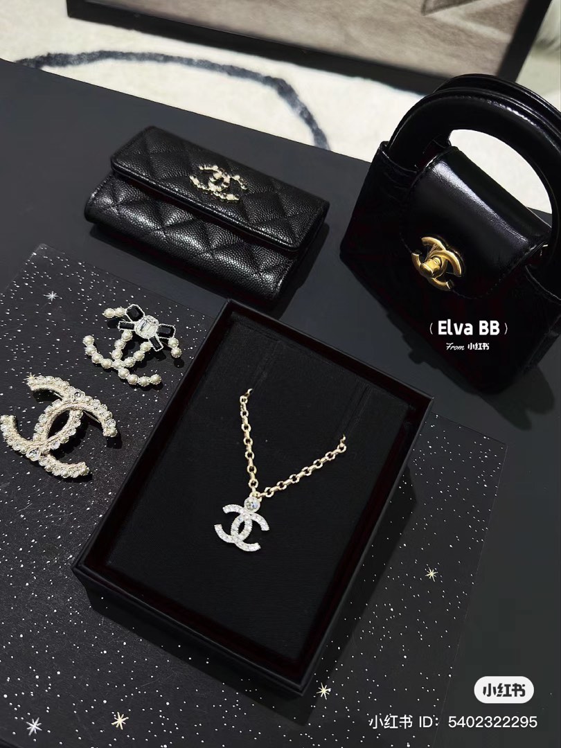 23k chanel cc logo necklace, Luxury, Accessories on Carousell