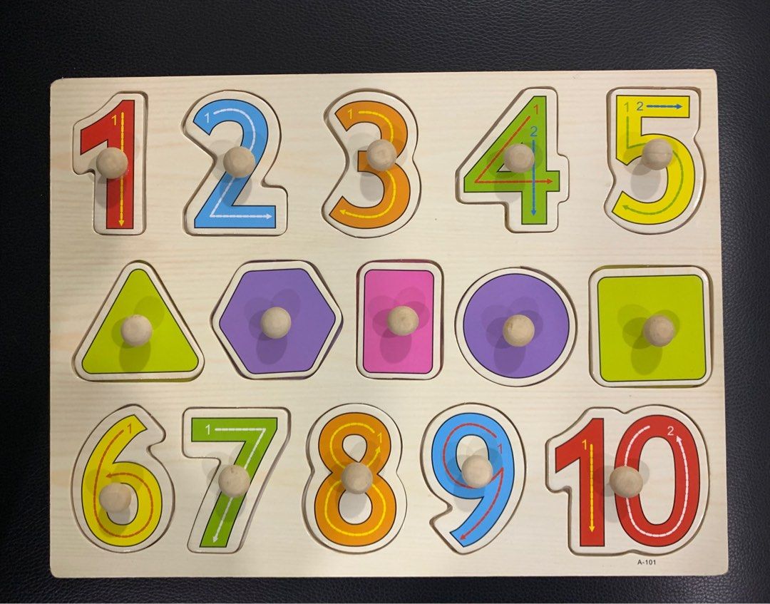 3D Wooden Peg Puzzle with Knob Educational Wood Pegboard Jigsaw Toys