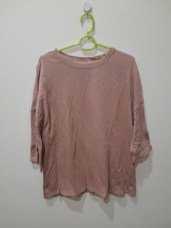 9成新 ZARA 淺褐色全棉寬版落肩T恤  175/92A  (帥哥當兵2手新衣大出清）