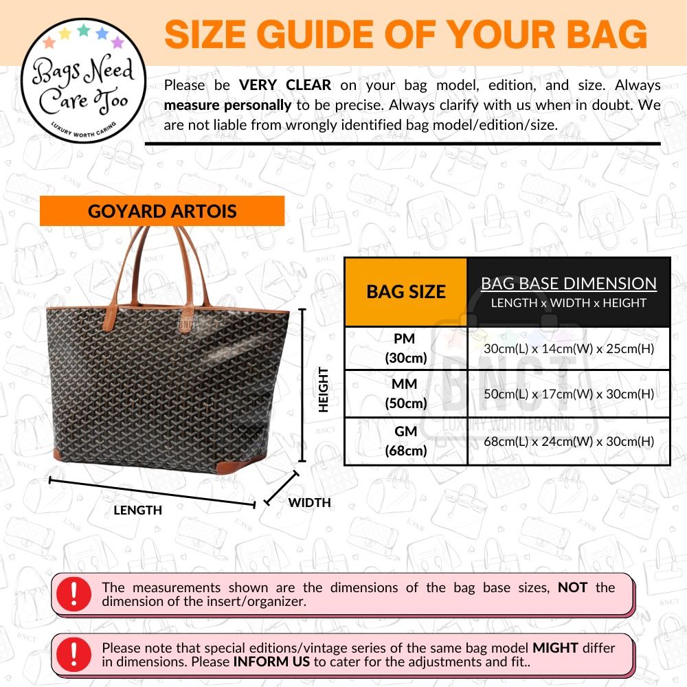 Goyard Artois Tote Bag Organizer Felt Bag In Bag