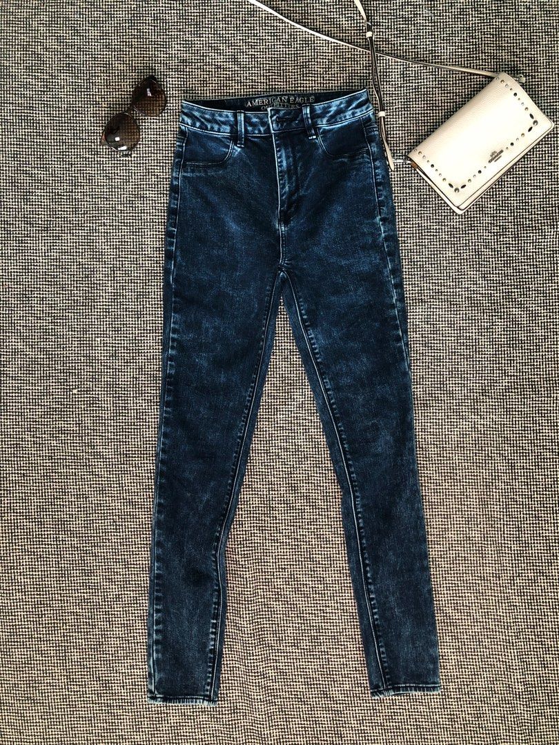 23衣櫃出清轉賣全新American Eagle Outfitters高腰水洗牛仔長褲-女款