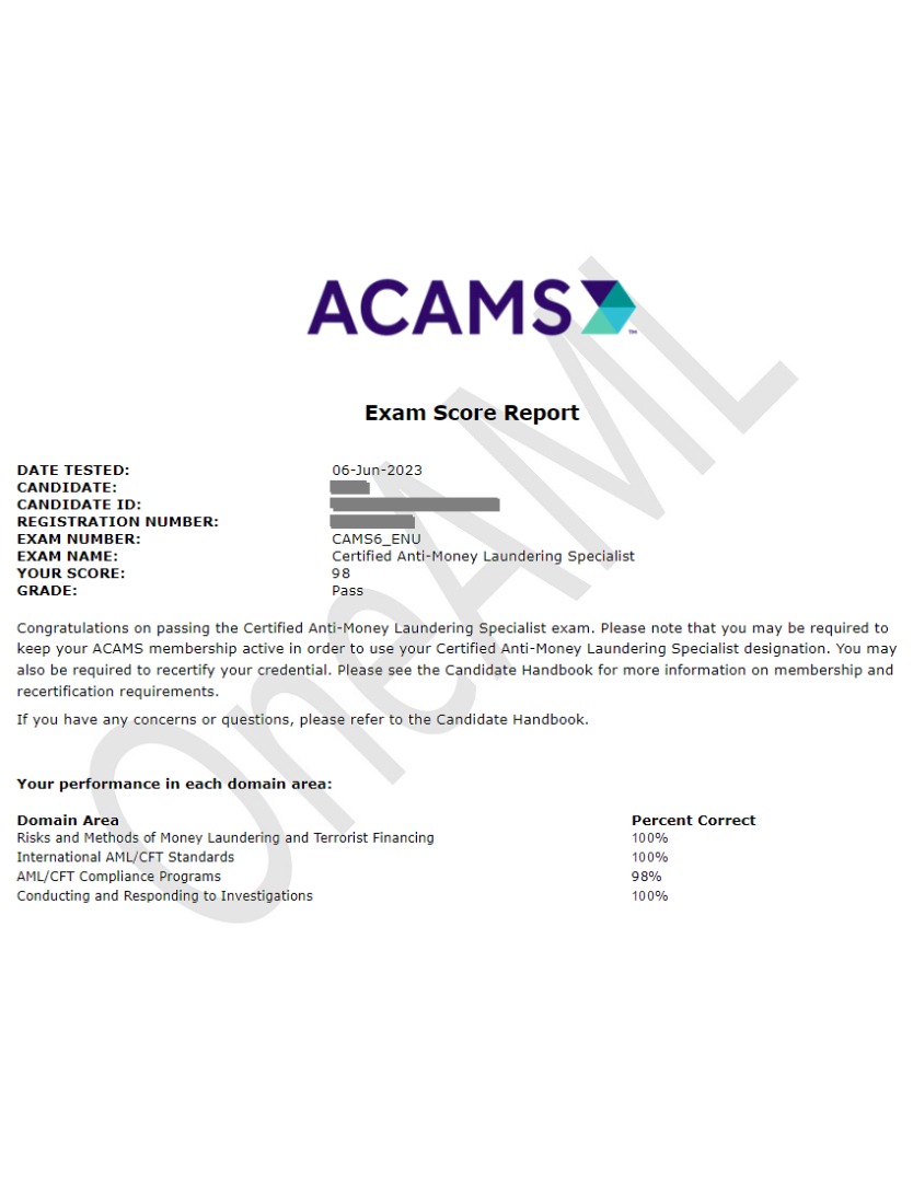 AML ACAMS CAMS 公認反洗錢師 Mock Exam Test Practice Questions Answers