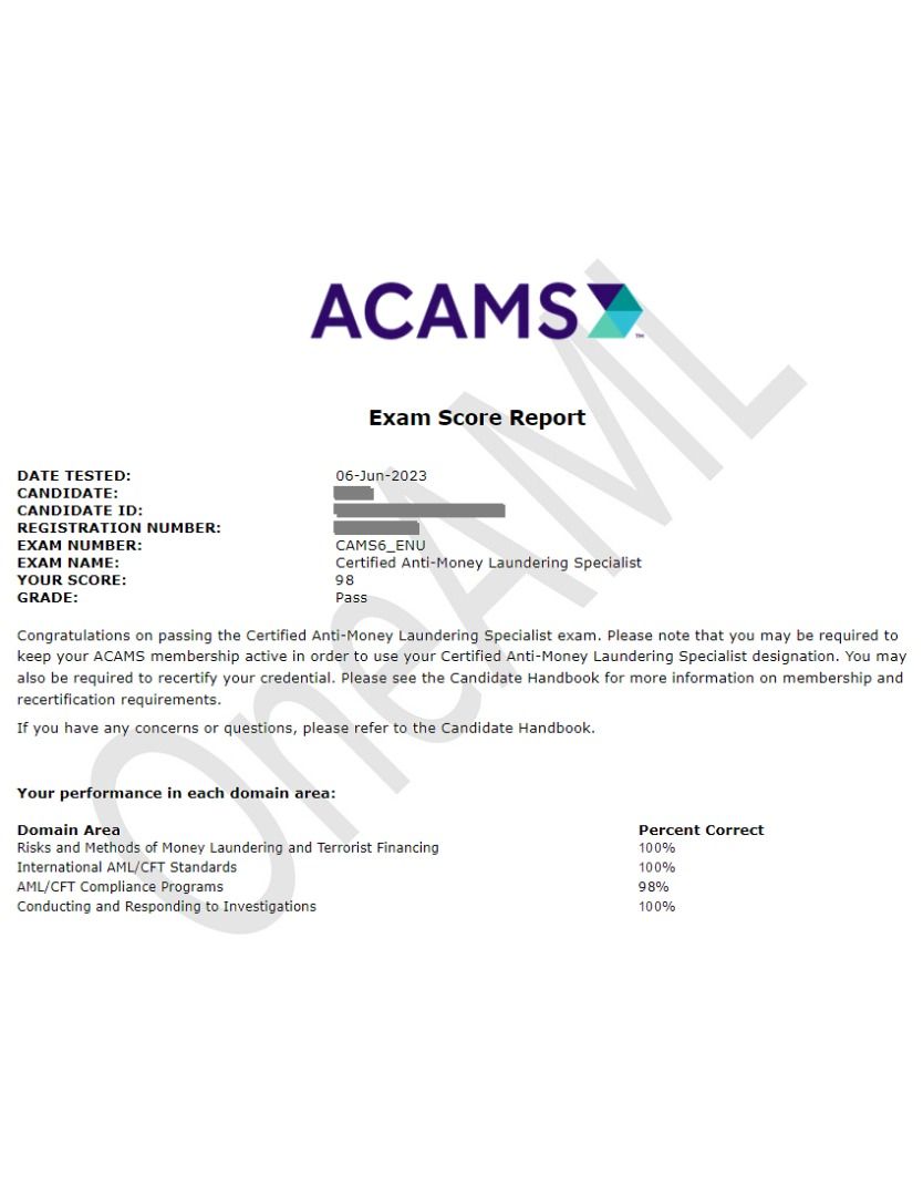 AML ACAMS CAMS 公認反洗錢師 Mock Exam Test Practice Questions Answers