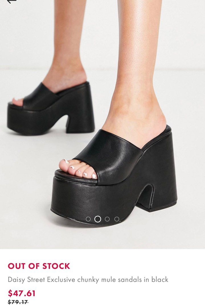 Chunky black mules hot sale