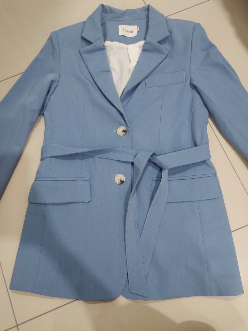Azure Blue Lace Trim Blazer main image 0