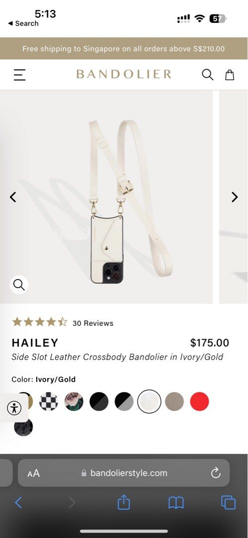 Bandolier iPhone case a strap ivory gold iPhone 14 Plus
