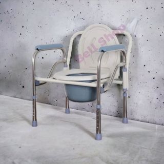 Basic Commode with or without wheels, toilet heightening seat supporting rails & bed side commode