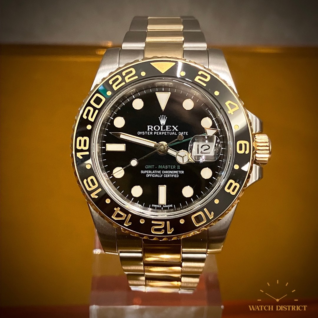 BEST 2016 Rolex GMT Master II Half Gold Black 116713LN FULL SET, Luxury