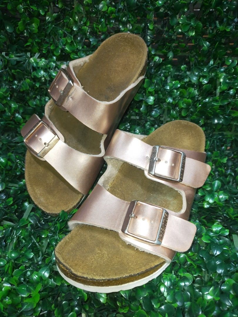 Birkenstock arizona metallic rose gold on sale