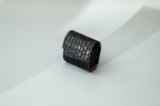 Black Genuine Crocodile Belly leather Airpod Case