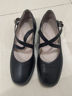 Black leather school shoes