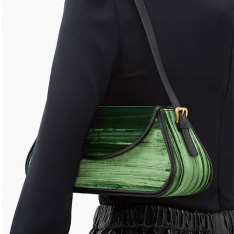 BNWT By Far green uma crushed velvet shoulder bag Women s Fashion