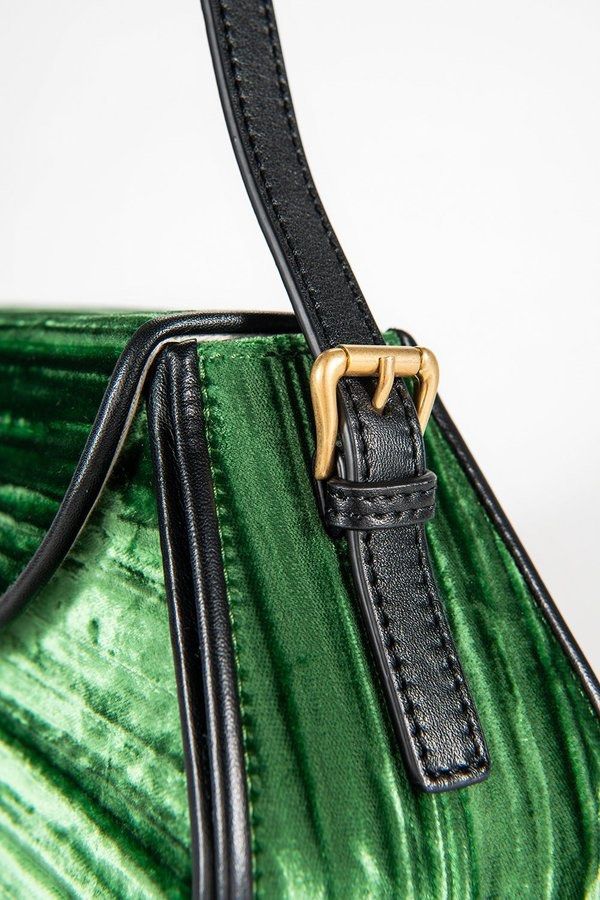 BNWT By Far green uma crushed velvet shoulder bag Women s Fashion