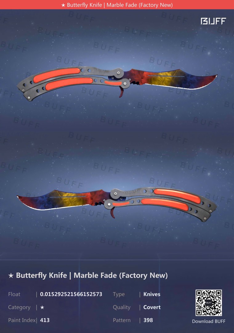 Butterfly Knife CSGO Marble Fade FN Video Gaming Gaming Accessories
