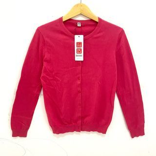 Cardigan Uniqlo pink fusia sise L bahan cotton adem MULUS LIKE NEW NO MINUS