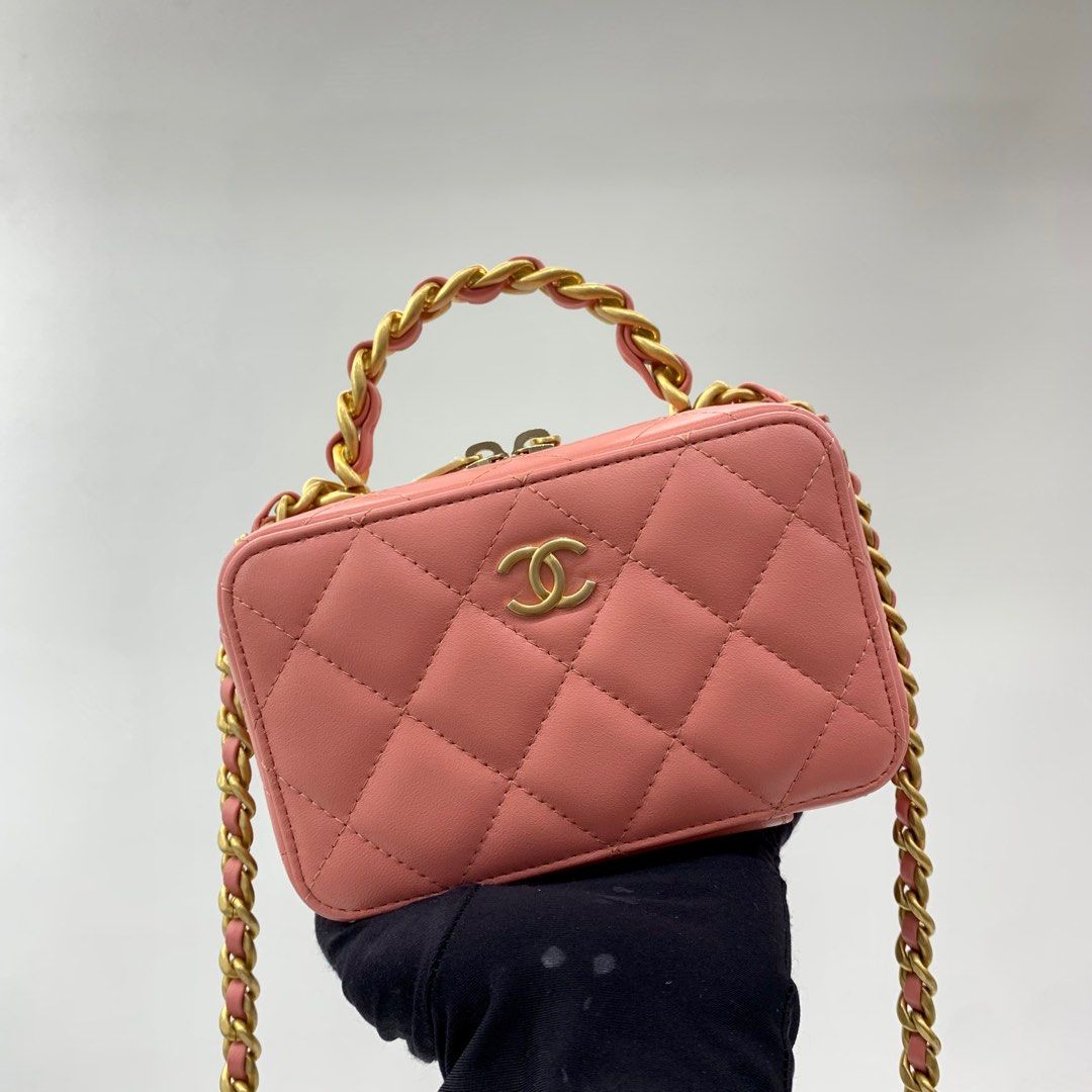 DISCOUNTED CHANEL AP2874 LAMB SKIN RFID 2WAY TOP HANDLE CHAIN SHOULDER VANITY BAG 237032524