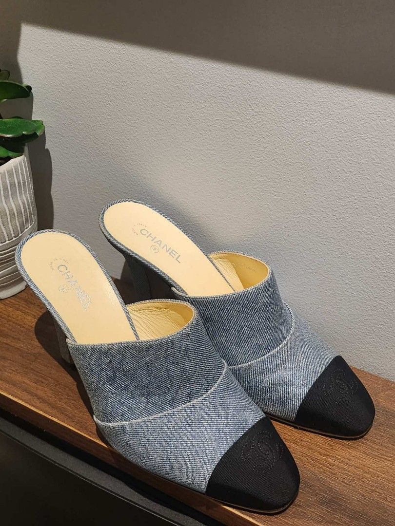Chanel denim mule heels Women s Fashion Footwear Loafers on