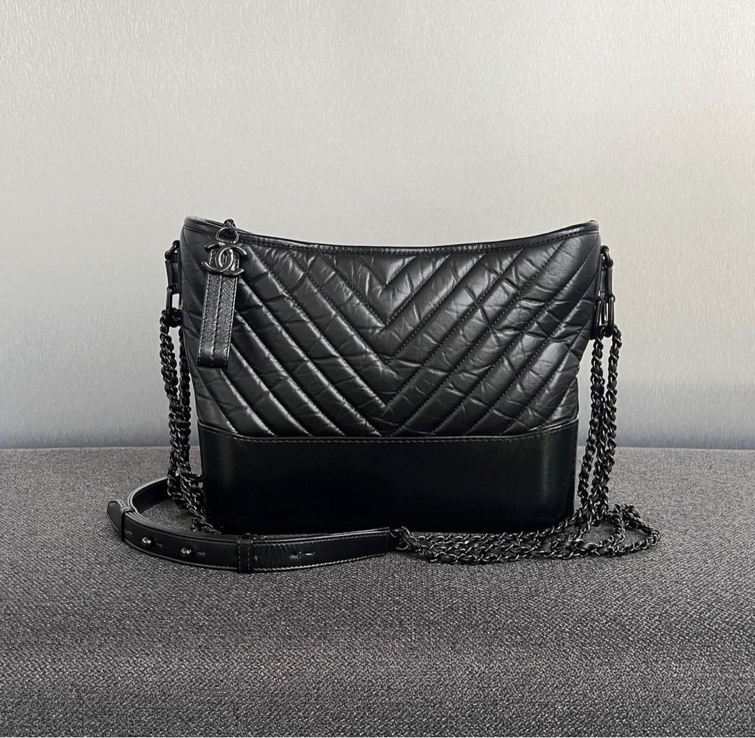 Chanel Gabrielle Bag 28cm Embossed Croc Black, Luxury, Bags & Wallets on  Carousell