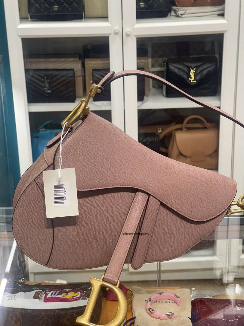 Saddle Bag with Strap Warm Taupe Grained Calfskin