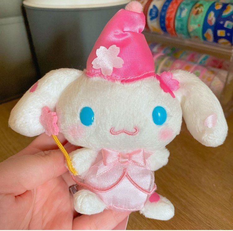 Cinnamoroll Sakura Plush Charm (Category: Plushies & Soft Toys) located in Mandaluyong City. Submitted by intodecluttering (Listing ID 1257244723, Image 1). Description: Brand new and with original tag. Bought at 1300 pesos. Already discounted..