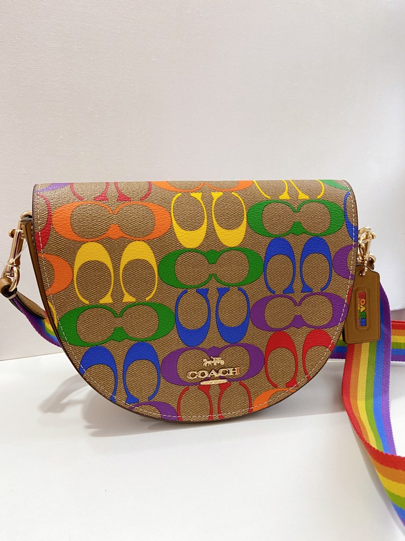 Coach ELLEN CROSSBODY IN RAINBOW SIGNATURE CANVAS, Women's Fashion