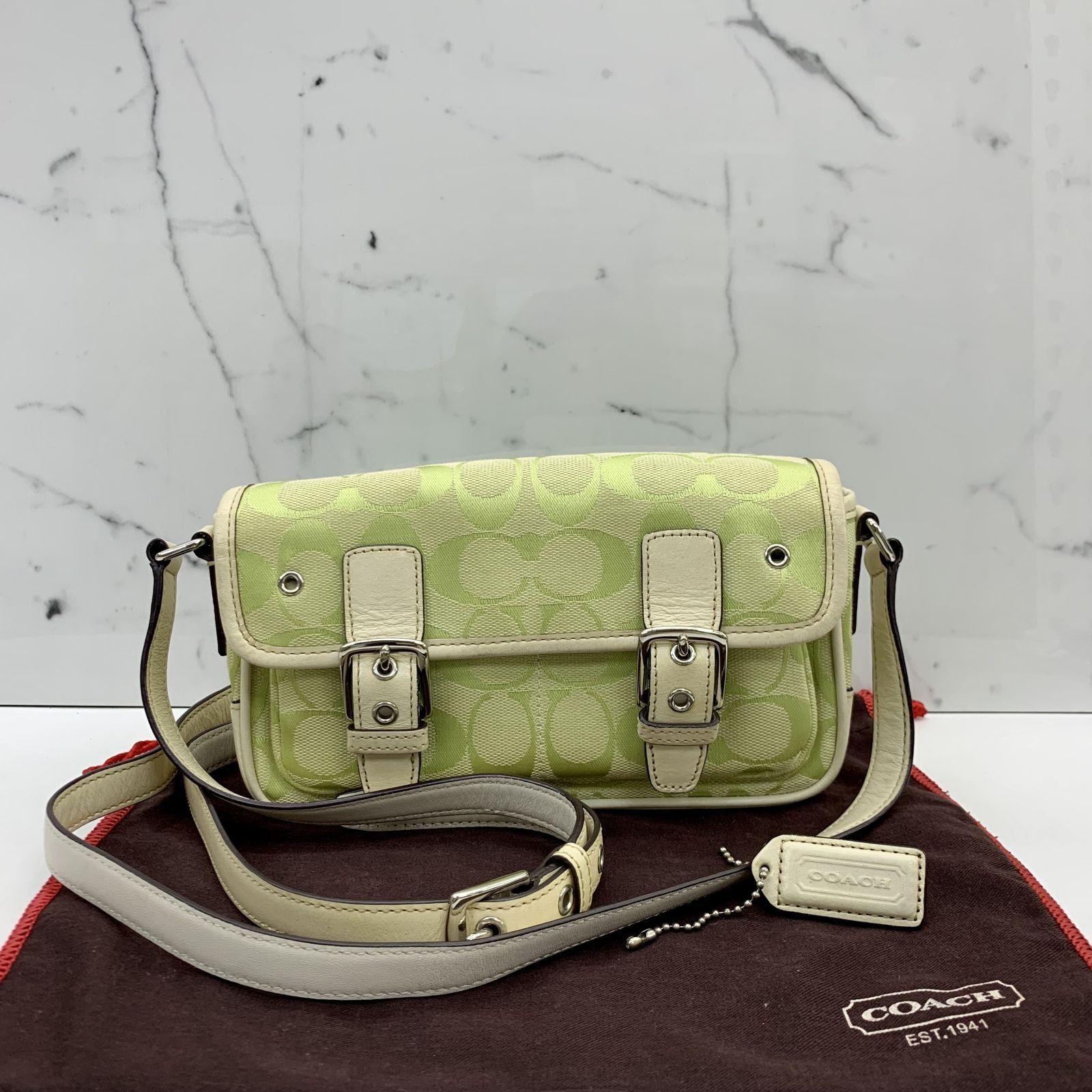 COACH GREEN CANVAS CROSSBODY SHOULDER BAG 237030642 WE, Luxury 