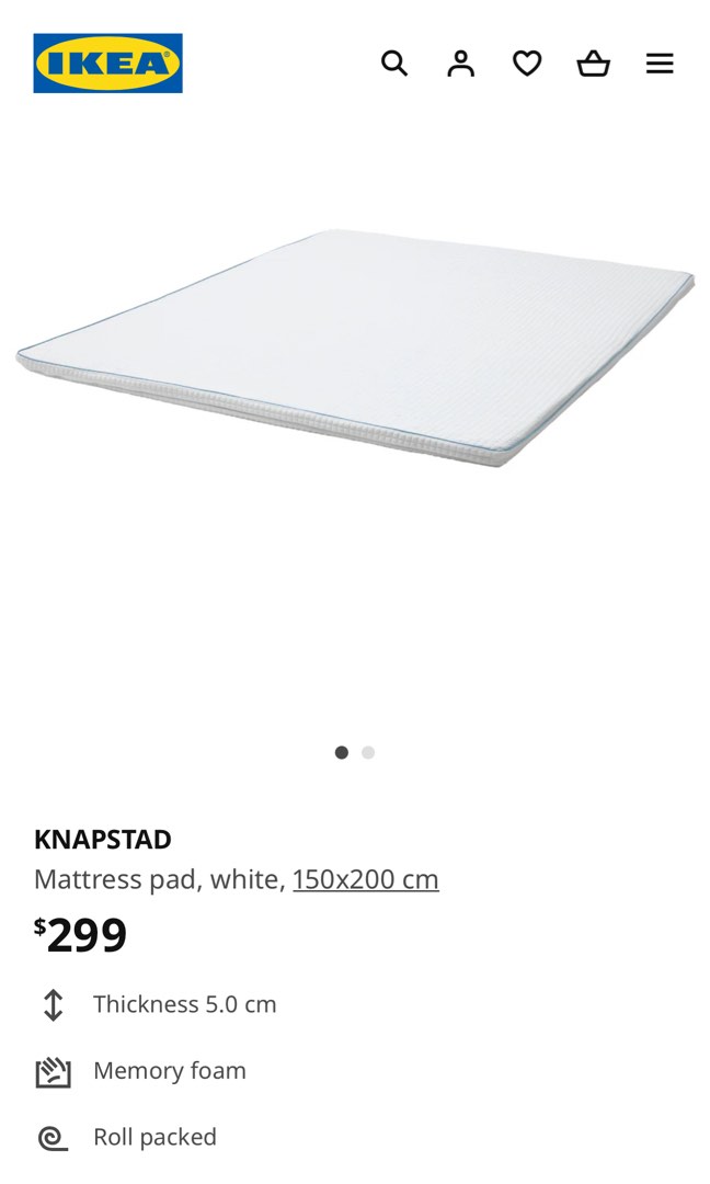 Cooling IKEA KNAPSTAD Mattress pad topper, Furniture & Home Living