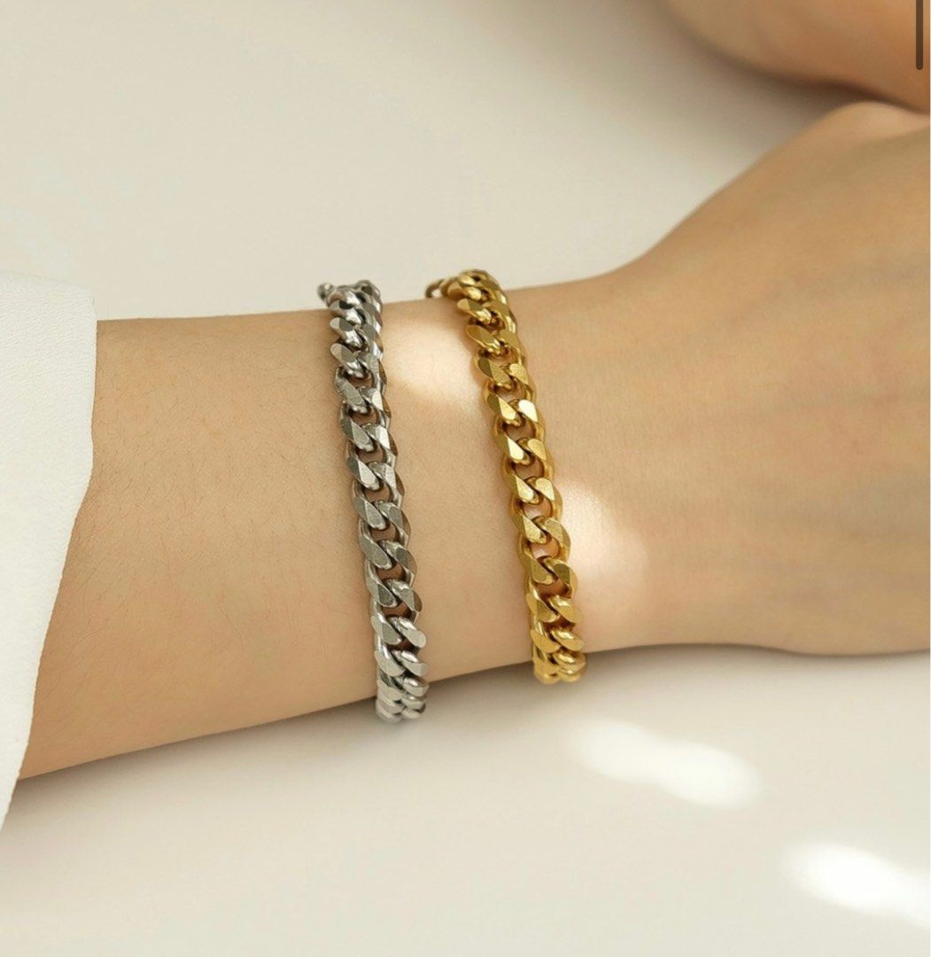 Gold cuban chain bracelet on sale