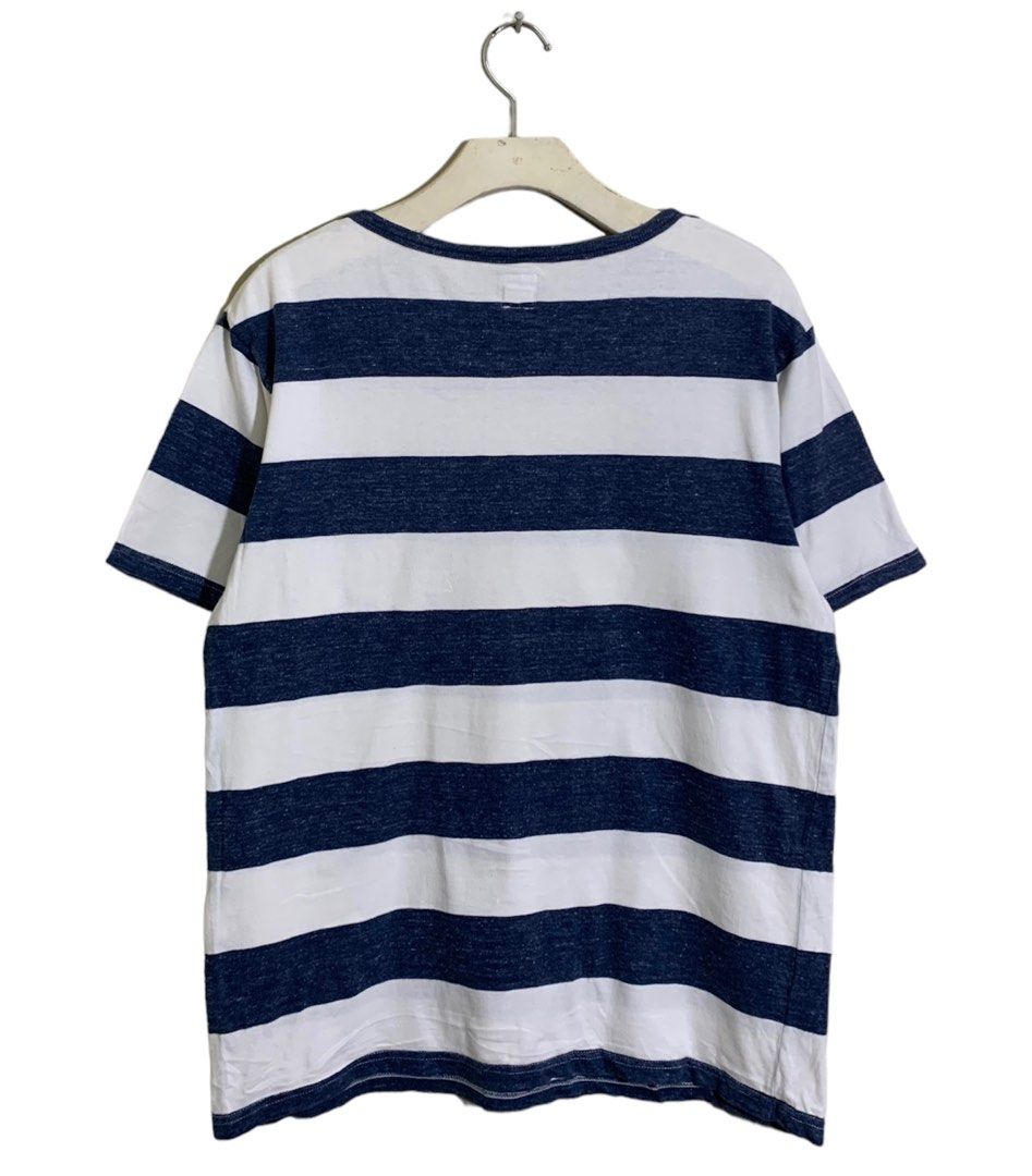 Watercolor striped monogram workwear denim shirt, Men's Fashion, Tops &  Sets, Tshirts & Polo Shirts on Carousell