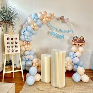 🥟Dim Sum Themed Customisable Round Arch + Premium Matte Organic Balloon Garland | Baby shower | Birthday celebration 🎈