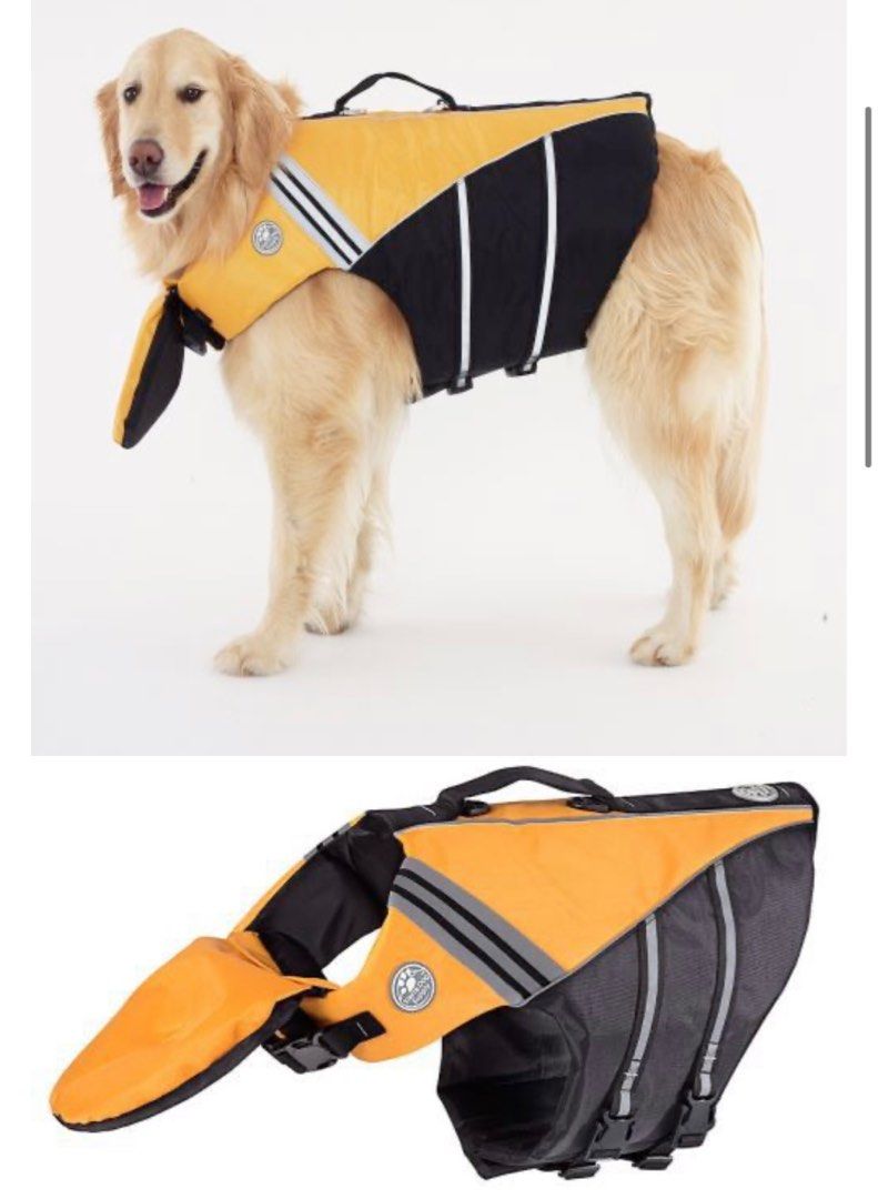 Dog life jacket with chin float for larger dogs