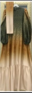 Dress Set Scarf/Kerudung Armani Silk halus Embose Gradasi Elegan Mewah Cakepp,New harga Nett