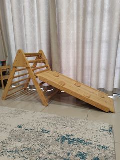 Foldable Triangle Pikler with Slide and Climbing Rock