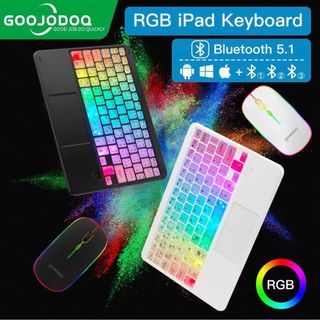 GOOJODOQ Wireless iPad Keyboard RGB Bluetooth Keyboard Transparent Crystal with Touchpad for  Phone iPad For Xiaomi for Phone For iPad for Xiaomi Huawei Android Windows