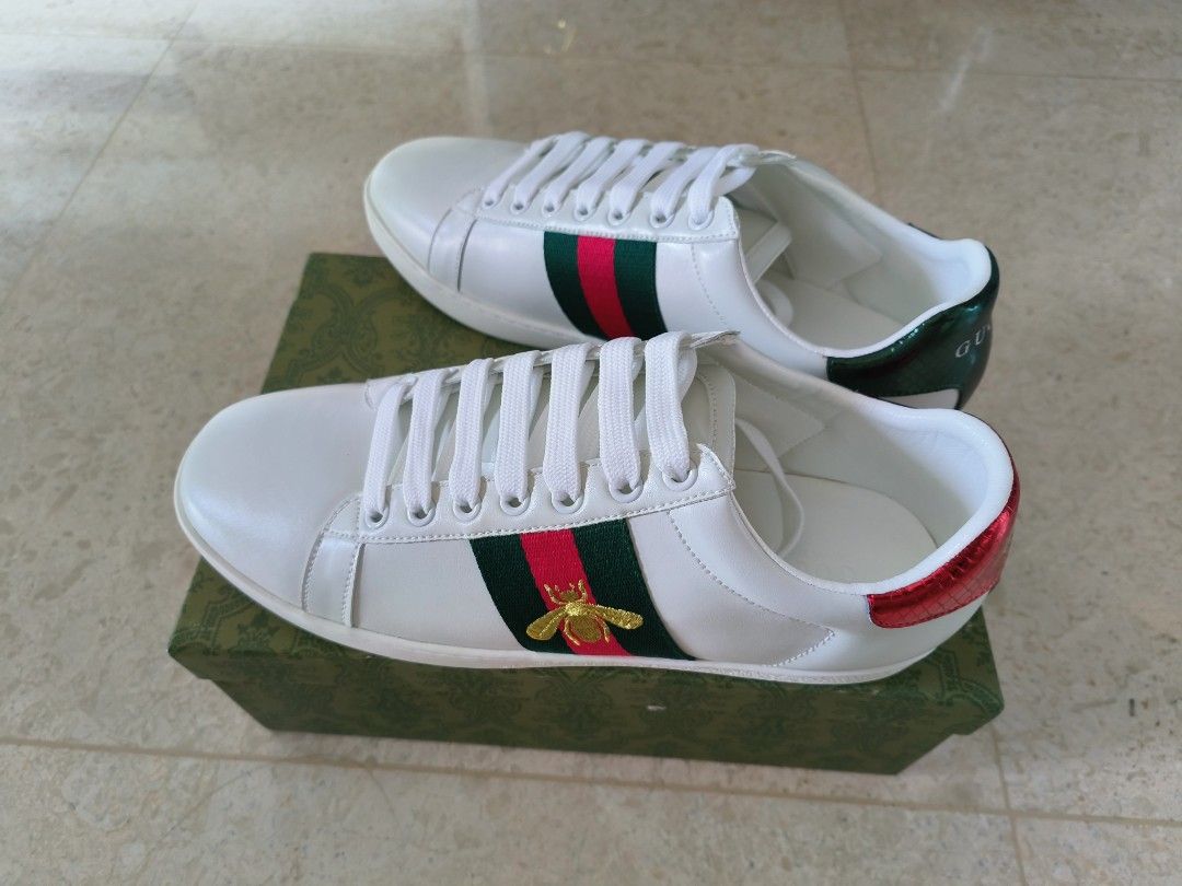 Gucci Ace Embroidered Sneakers Bee White/Red/Green Men’s Size 5 New In Box